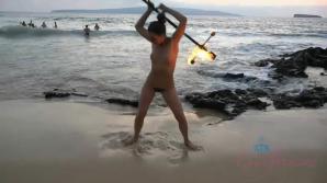 She puts on a show for all at the nude beach xxx video