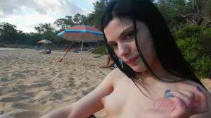 XXX Sadie hits the nude beach and has a blast.
